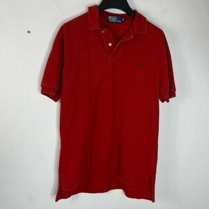 Polo Ralph Lauren Size Medium Red Pique Cotton Polo Shirt